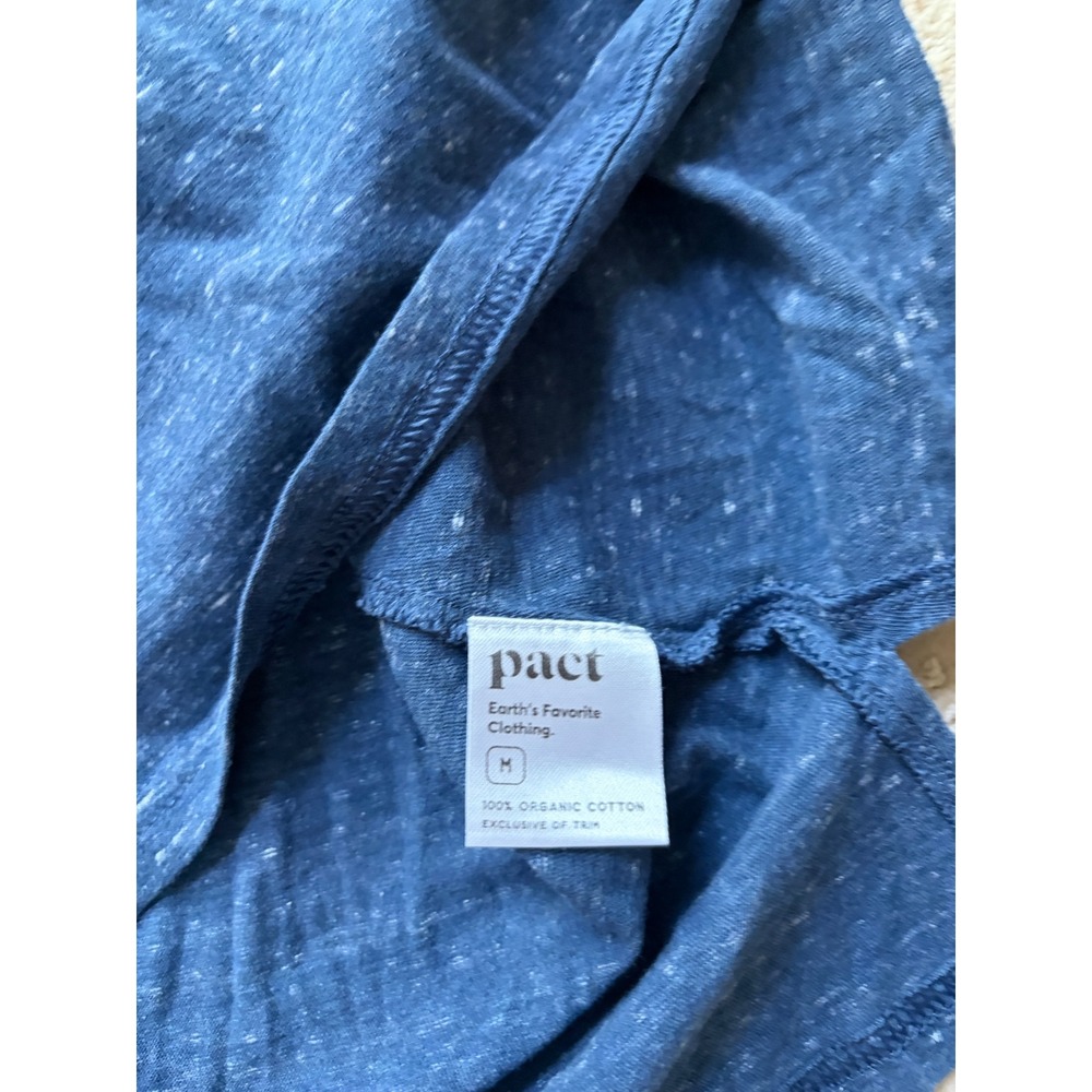Pact T-Shirt Dress M Blue Organic Cotton Slub Knit Minimalist Coastal Casual - Picture 5 of 6